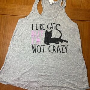 Gray Cat Themed Tank Top